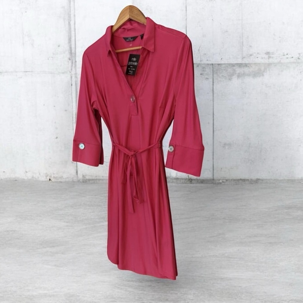 Mlle Gabrielle Shirt Dress Women's Size Large Button Front
